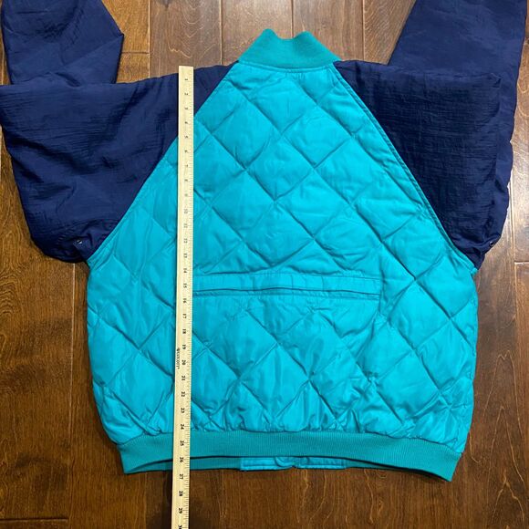 Eddie Bauer Vintage 80s Quilted Teal Navy Full Zip Puffer Jacket Men's Size XL - Picture 8 of 8